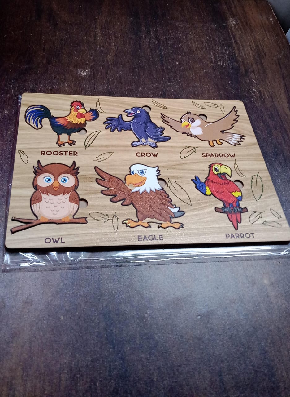 Wooden Bird Puzzle Learning Educational Board (1 Set / 28×20 Cm) Wooden Bird Puzzle Learning Educational Board (1 Set / 28×20 Cm)